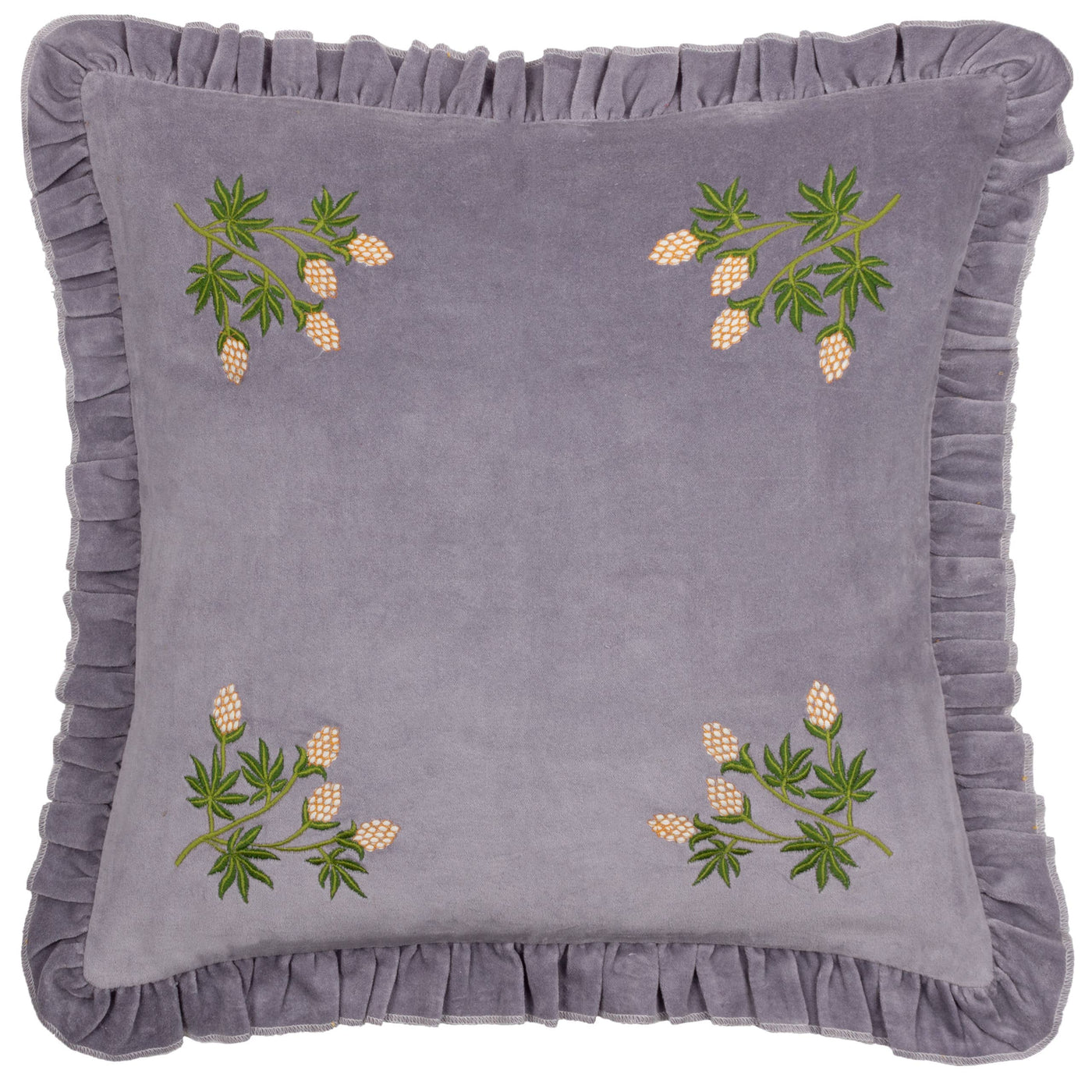 Hettie Embroidered Velvet Cushion Lilac: Lilac  45 x 45cm