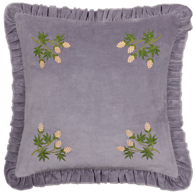 Hettie Embroidered Velvet Cushion Lilac: Lilac  45 x 45cm