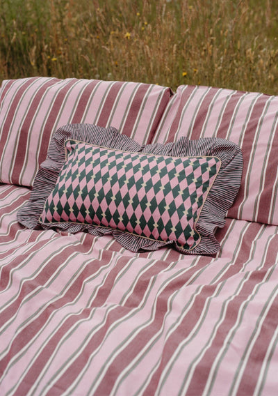 Cotton Cushion in Pink Harlequin