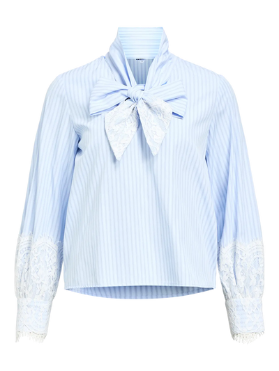 ObjAli Bow Shirt Blue/White