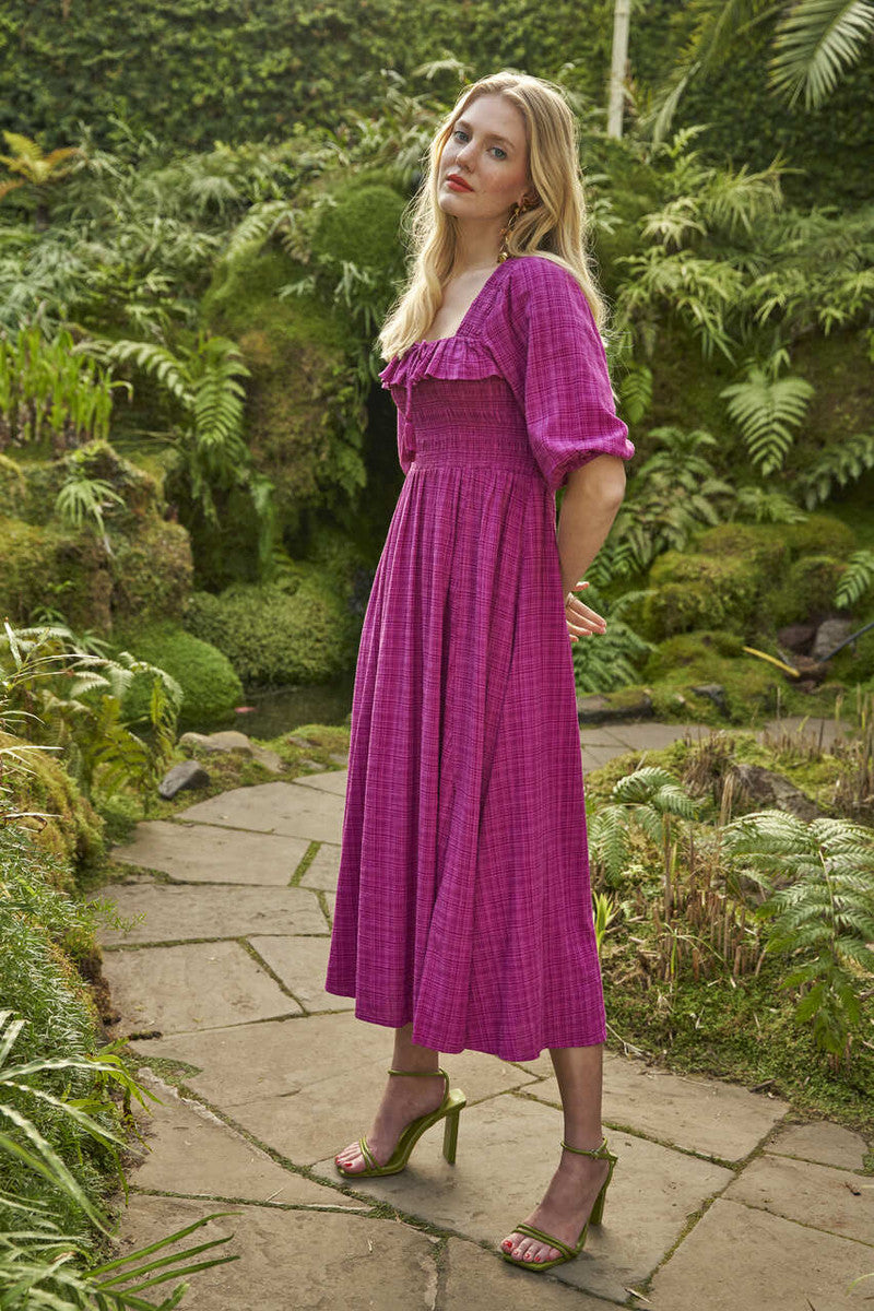 Milkmaid midi dress purple