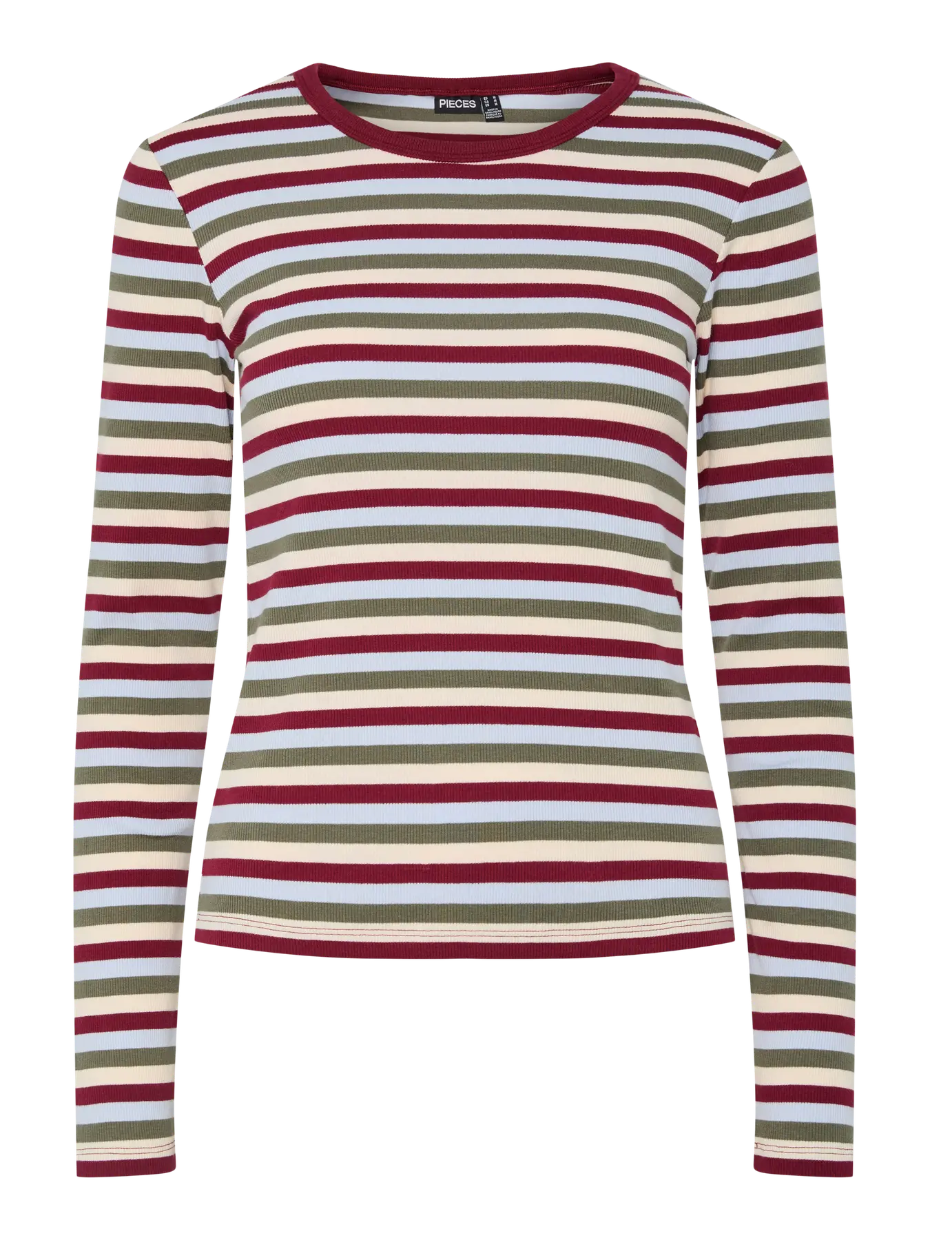PcMay LS Striped Top Deep Lichen/Beet Red