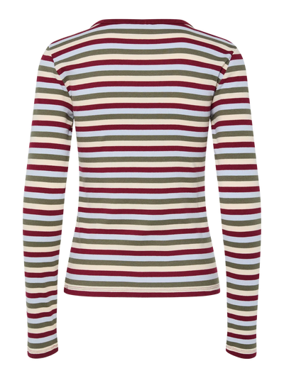 PcMay LS Striped Top Deep Lichen/Beet Red