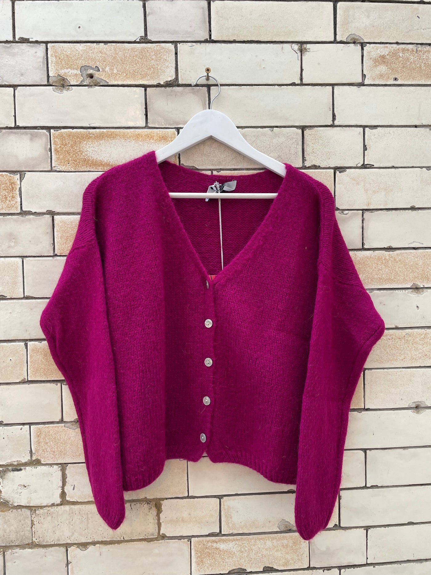 Mohair Cardigan - Fuchsia