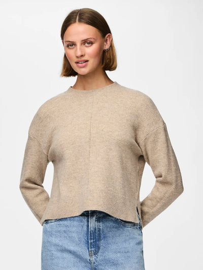 PcMalou O-Neck Knit Taupe Grey