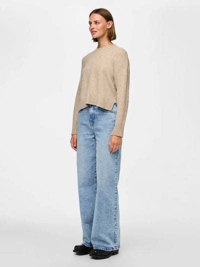 PcMalou O-Neck Knit Taupe Grey