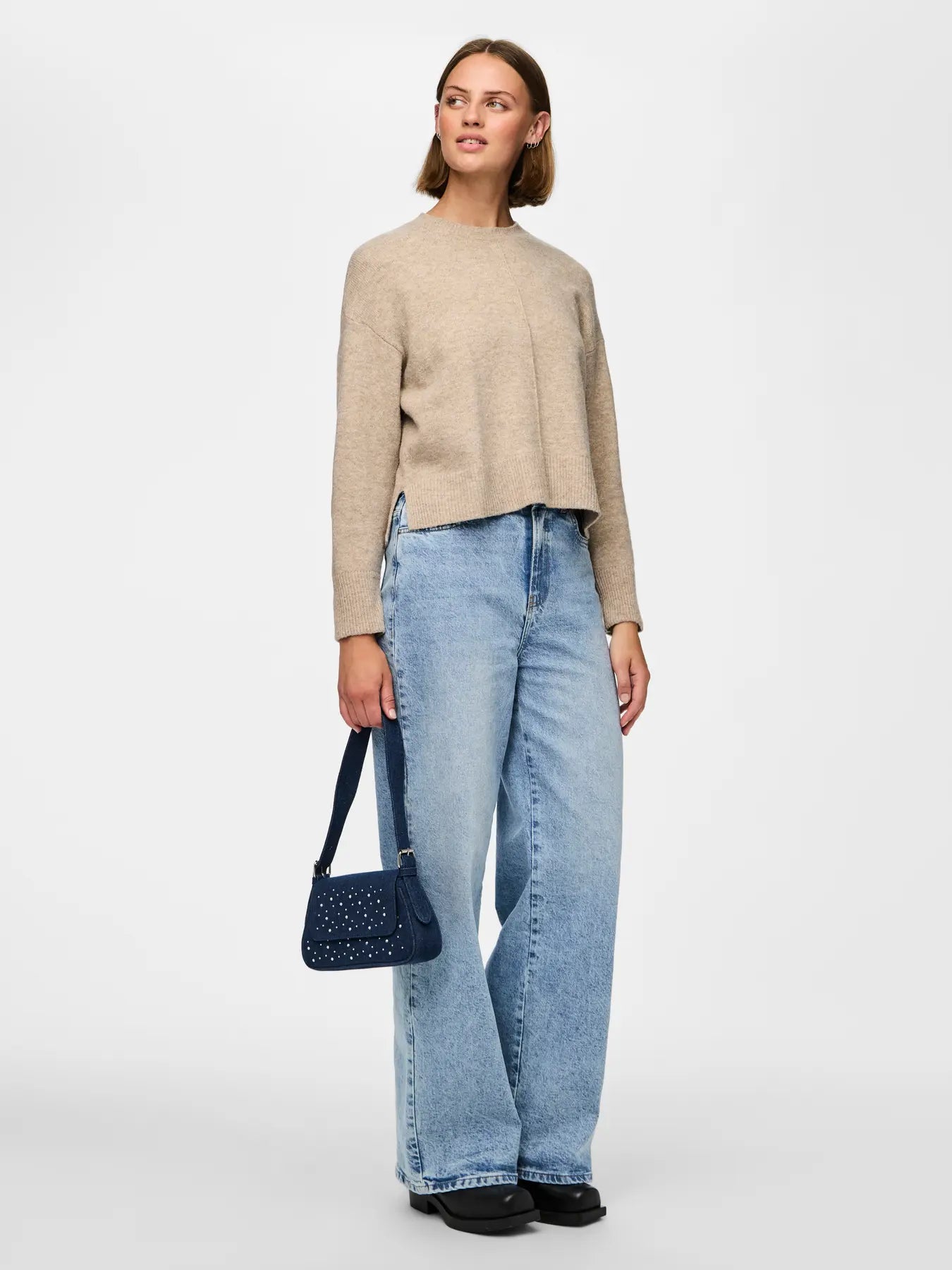PcMalou O-Neck Knit Taupe Grey