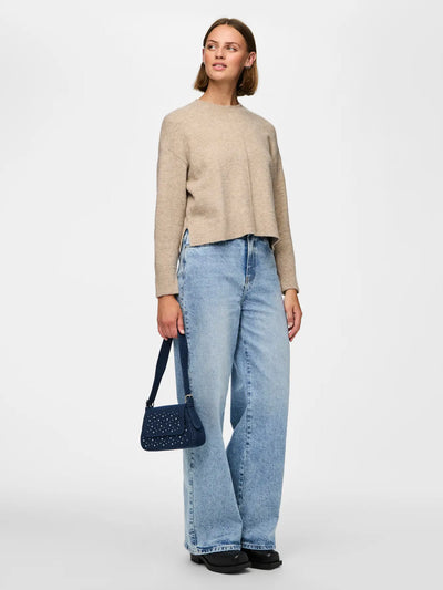 PcMalou O-Neck Knit Taupe Grey