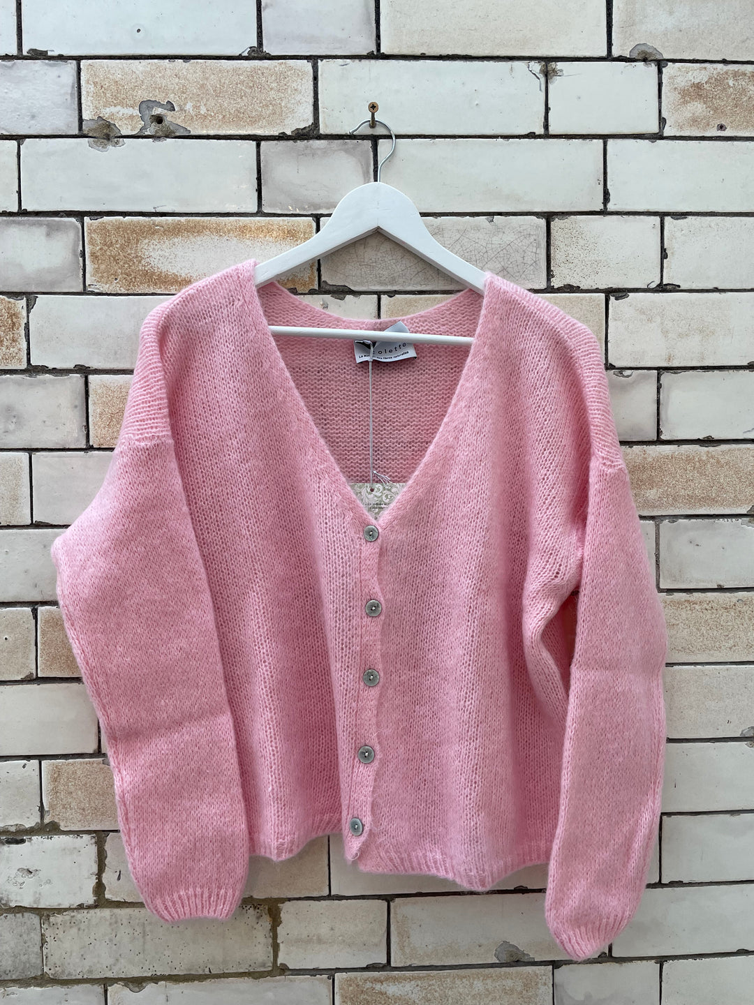 トップス PRADA Mohair blend check cardigan pink C903A710-06CB-4A85-A858-