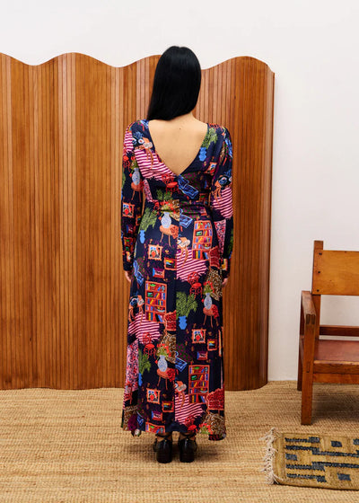 Cattleya Long Dress Multi Print