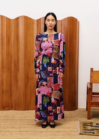 Cattleya Long Dress Multi Print