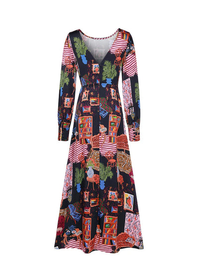Cattleya Long Dress Multi Print