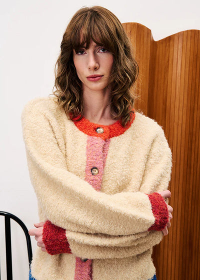 Cyclamen Cardigan Creme/Orange
