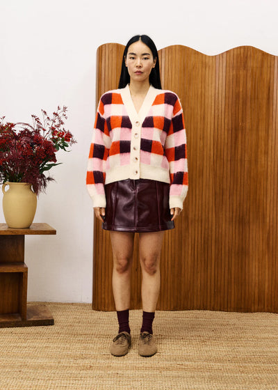 Viola Checkered Cardigan Pink/Orange