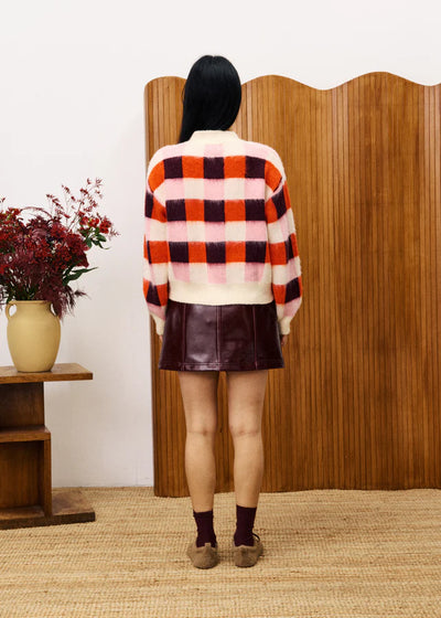 Viola Checkered Cardigan Pink/Orange