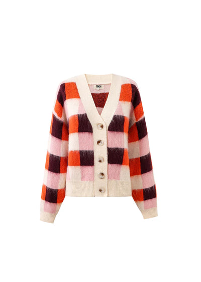 Viola Checkered Cardigan Pink/Orange