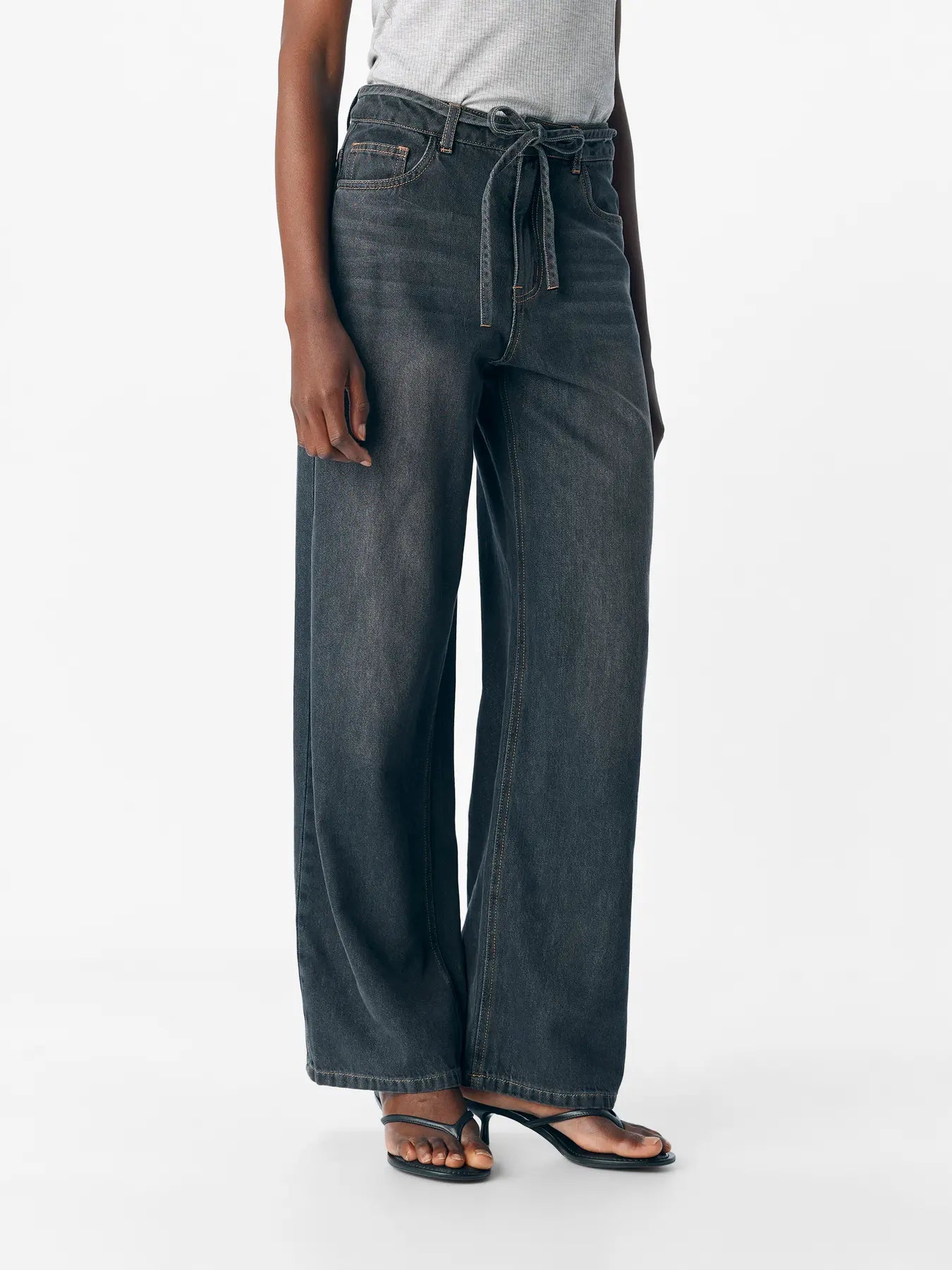ObjRosie Wide Jeans Medium Grey