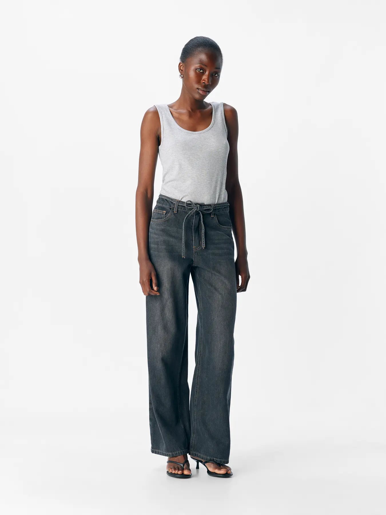 ObjRosie Wide Jeans Medium Grey
