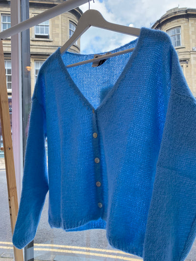 Mohair Blend LS Cardigan Blue