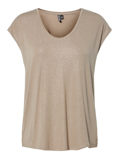 PcAlice Glitter Tee Greige