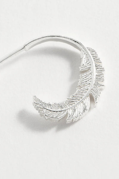 Silver feather hoops