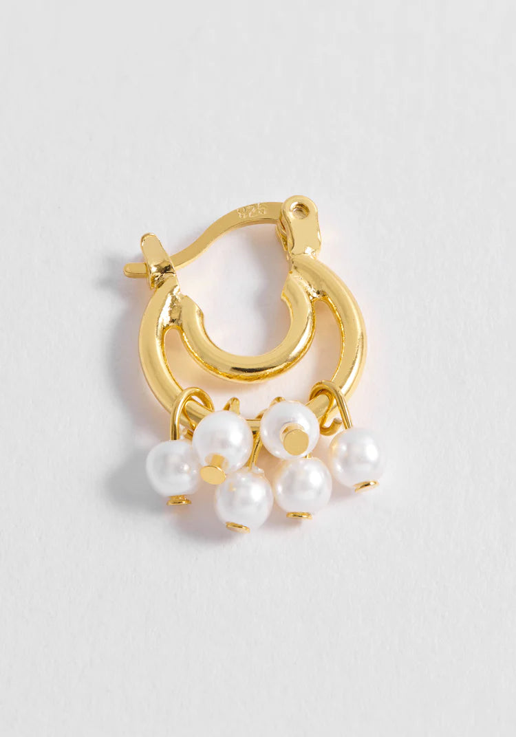 Pearl Mini Gold Hoop Earrings