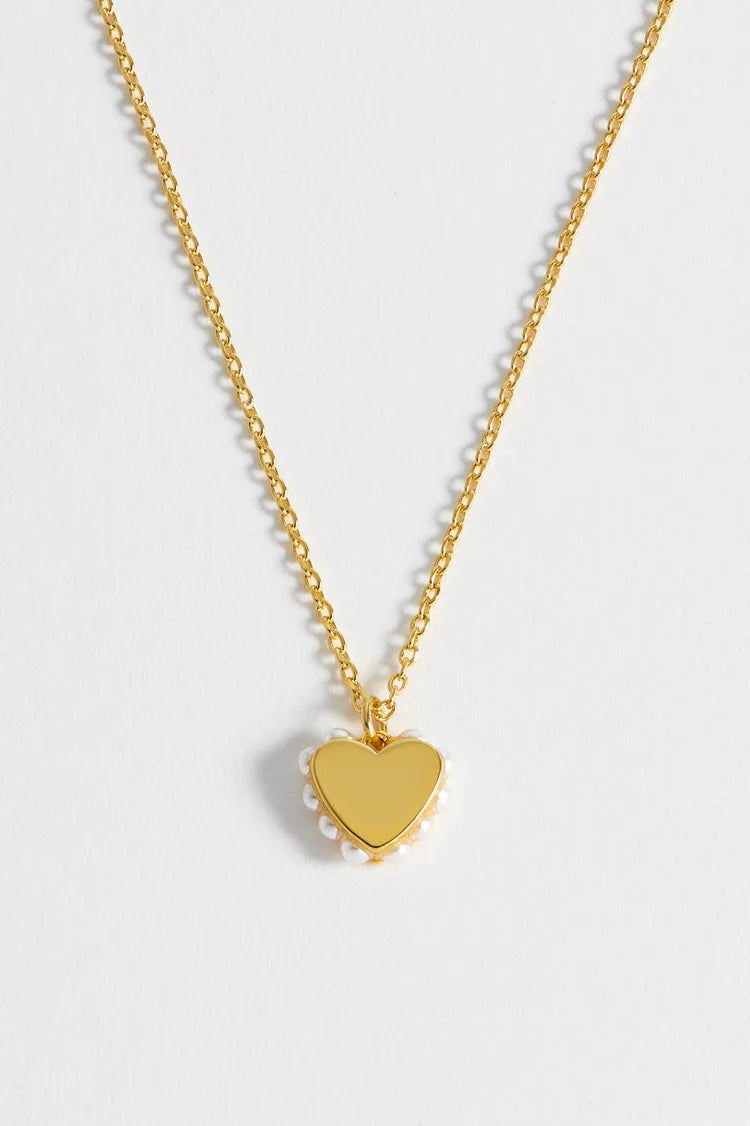 Heart with Pearls Charm Necklace