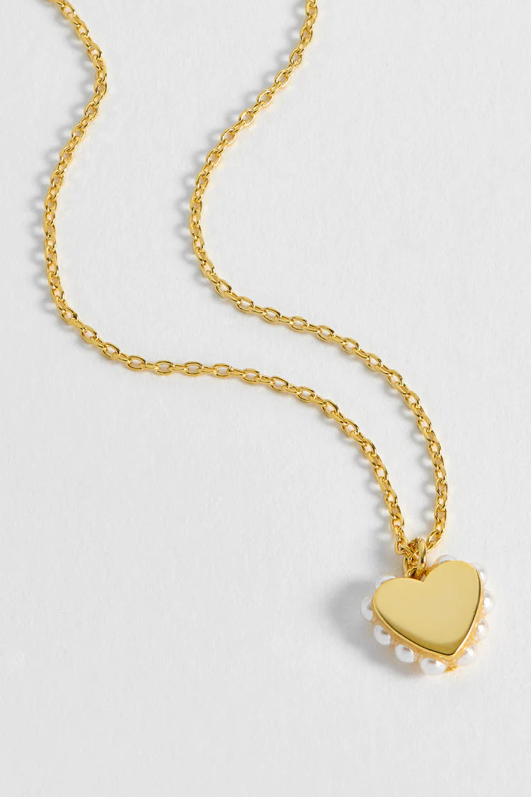 Heart with Pearls Charm Necklace