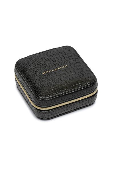 Square Jewellery Box Black Croc