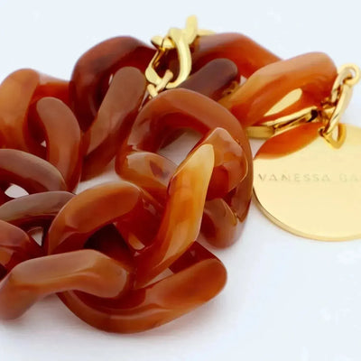 Flat Chain Bracelet Cognac Marble