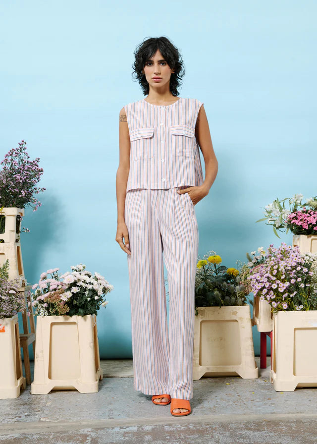 Nephelie Trousers Orange/Lilac Stripes
