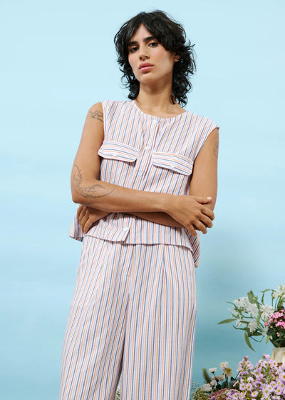 Nilani Top Orange/Lilac Stripes
