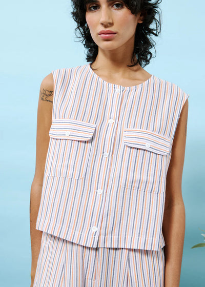 Nilani Top Orange/Lilac Stripes