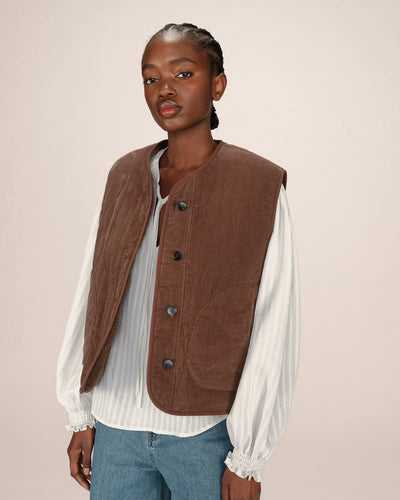 Seth Reversable Teddy Vest Chocolat