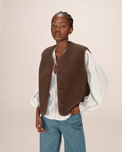 Seth Reversable Teddy Vest Chocolat