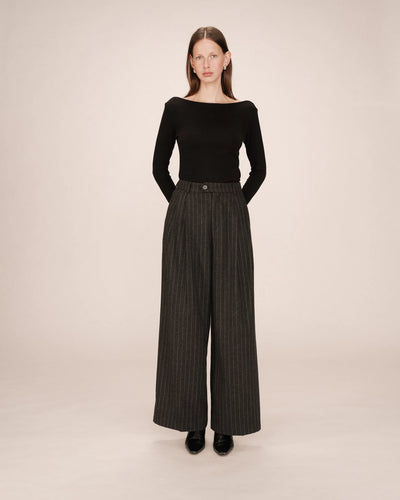 Senna Trousers Grey Pinstripe