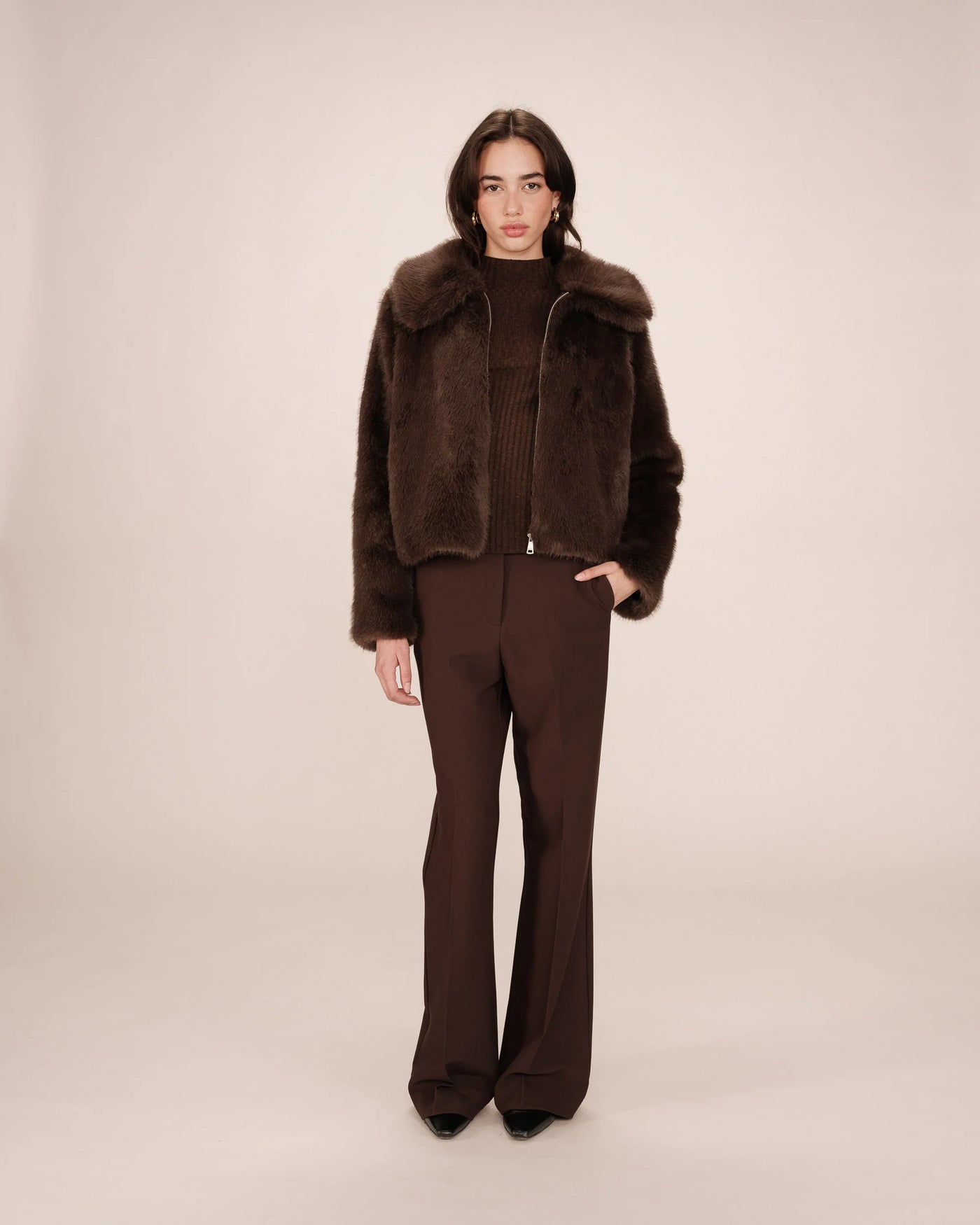 Shonna Faux Fur Jacket Chocolat