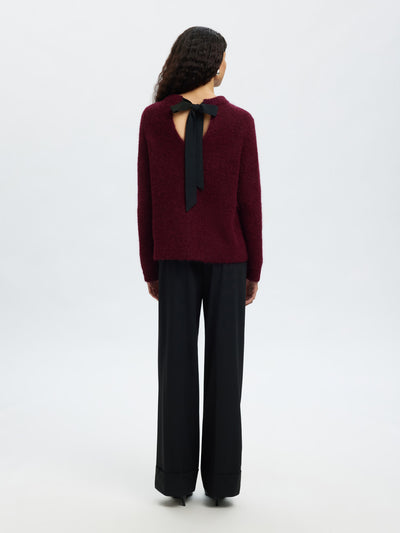 SlfGabella Knit Bow O-Neck Fig