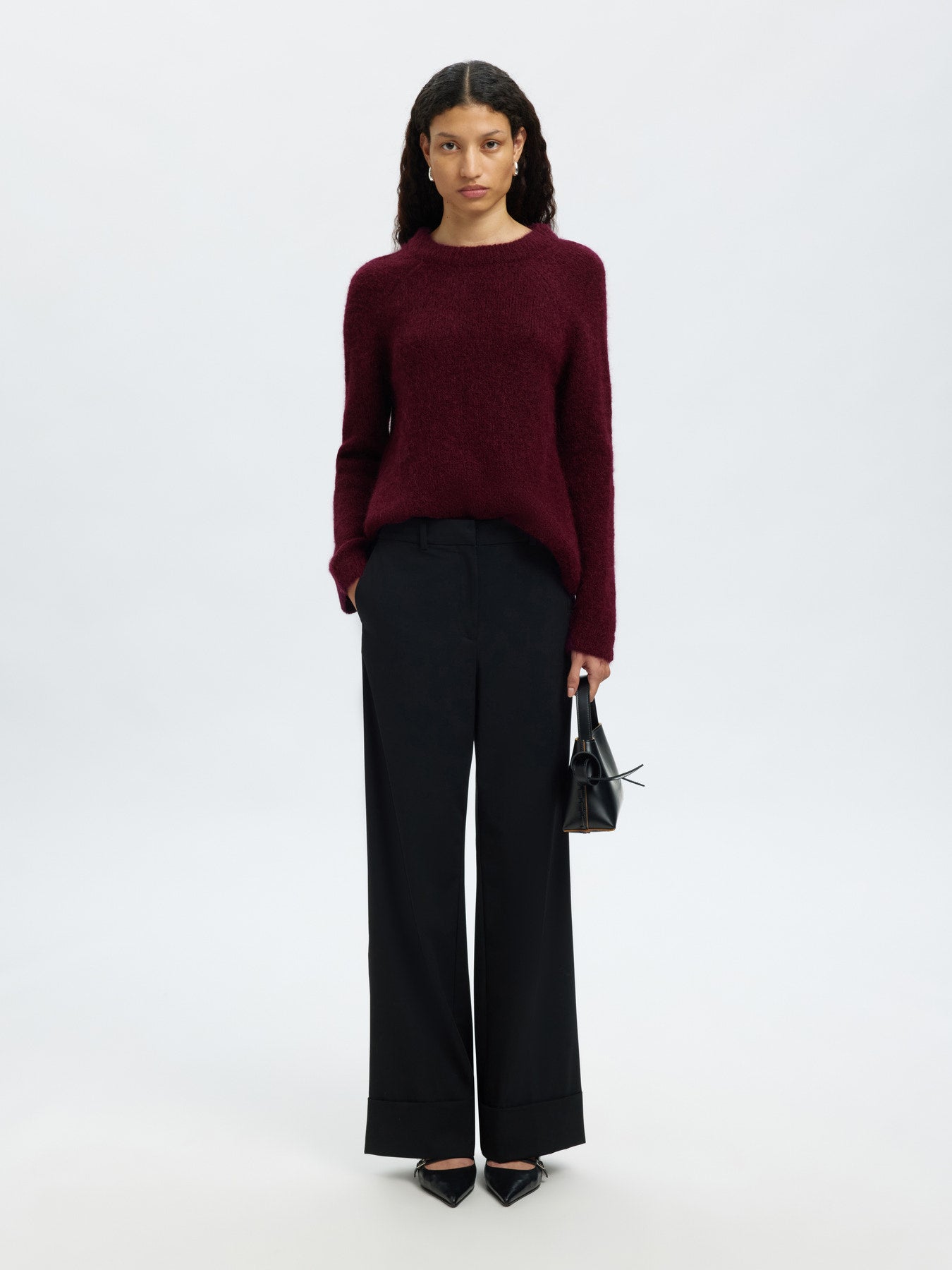 SlfGabella Knit Bow O-Neck Fig