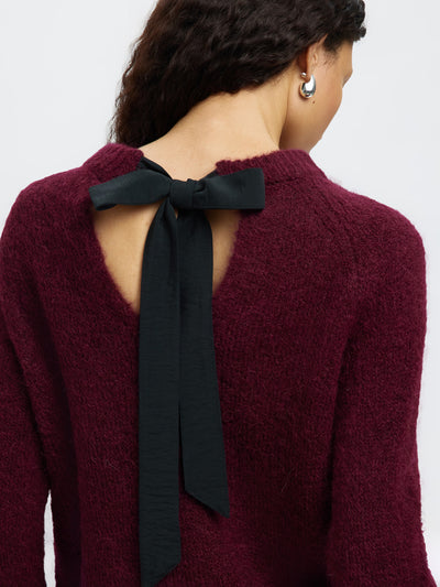 SlfGabella Knit Bow O-Neck Fig