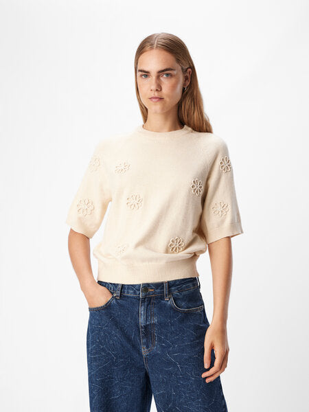 ObjLaney SS Knit Flowers Sandshell