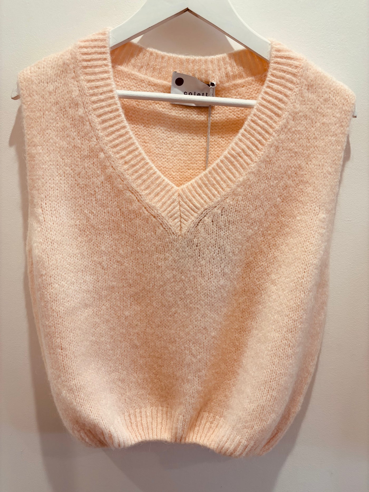 Mohair V-Neck Vest - Misty Rose
