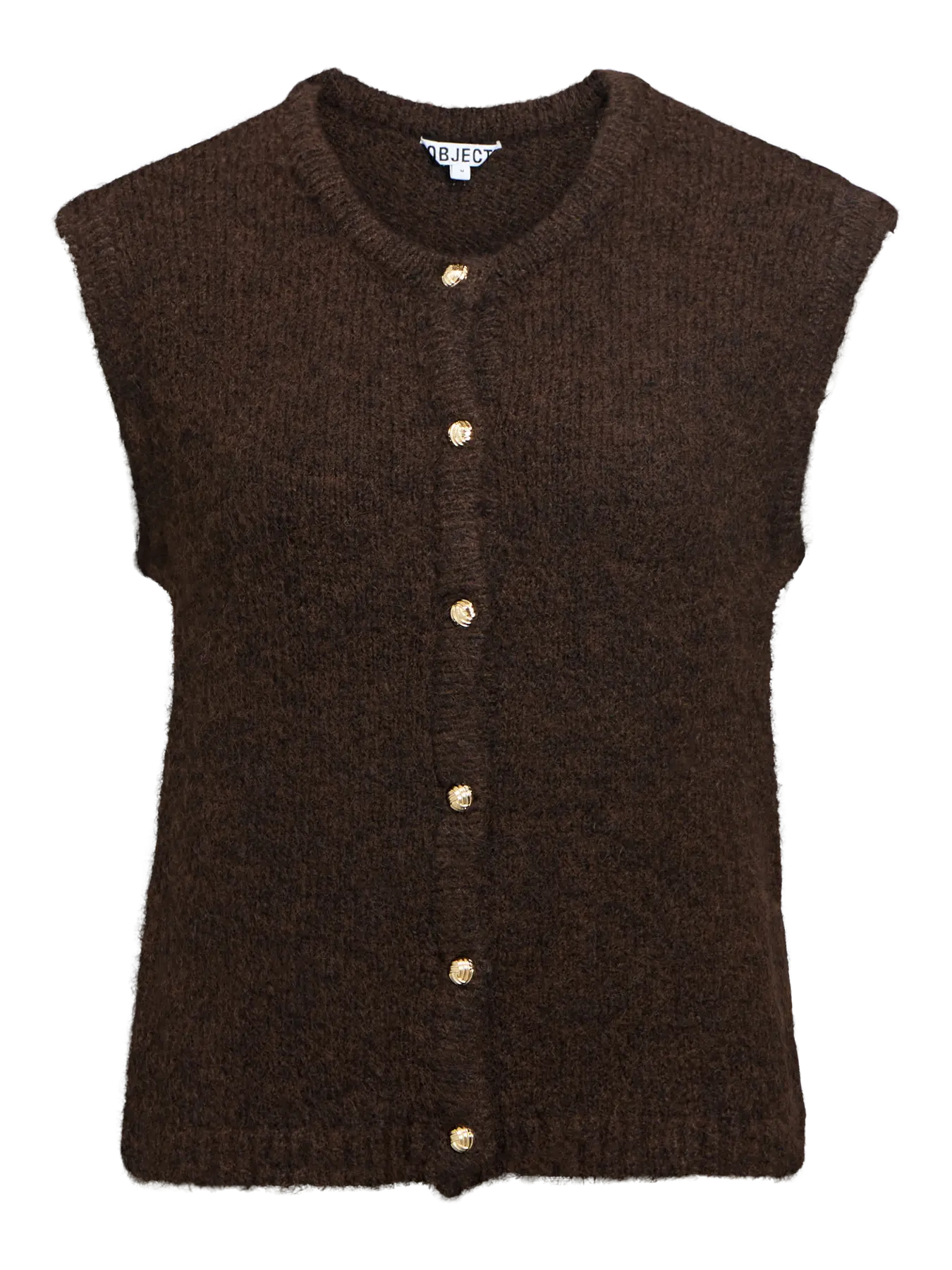 ObjSaggia Button Knit Vest Seal Brown