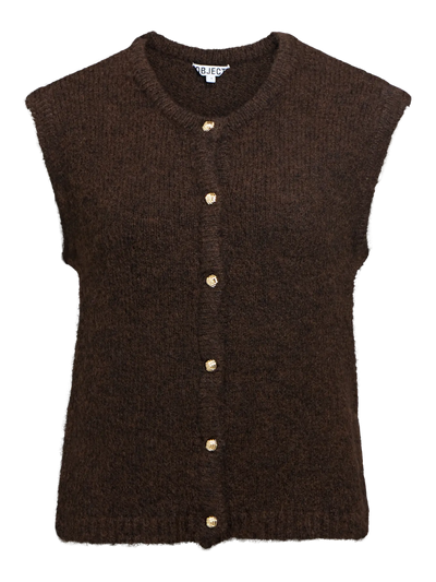 ObjSaggia Button Knit Vest Seal Brown