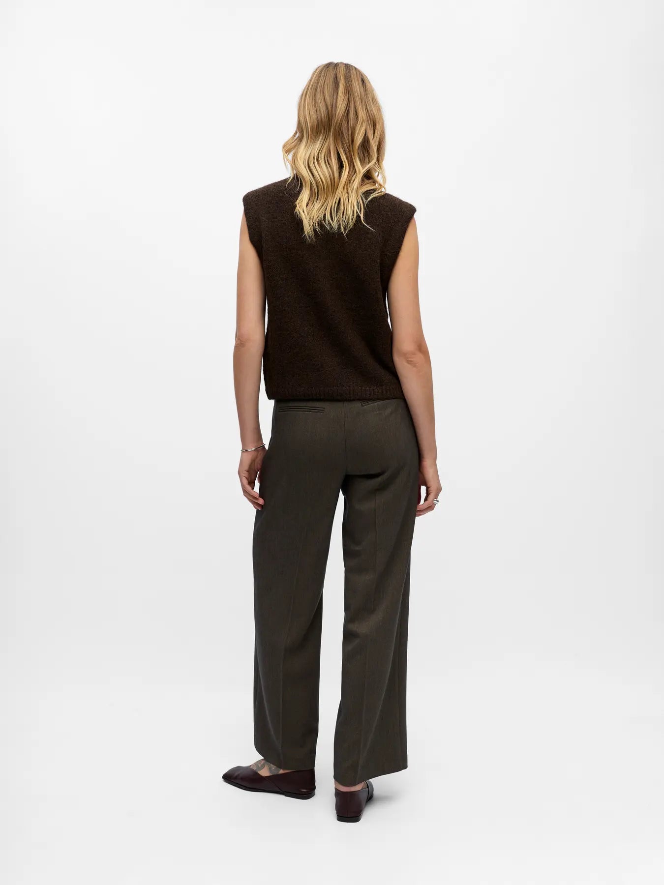 ObjSaggia Button Knit Vest Seal Brown