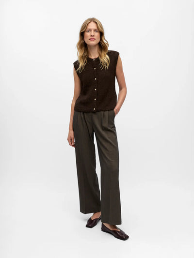 ObjSaggia Button Knit Vest Seal Brown