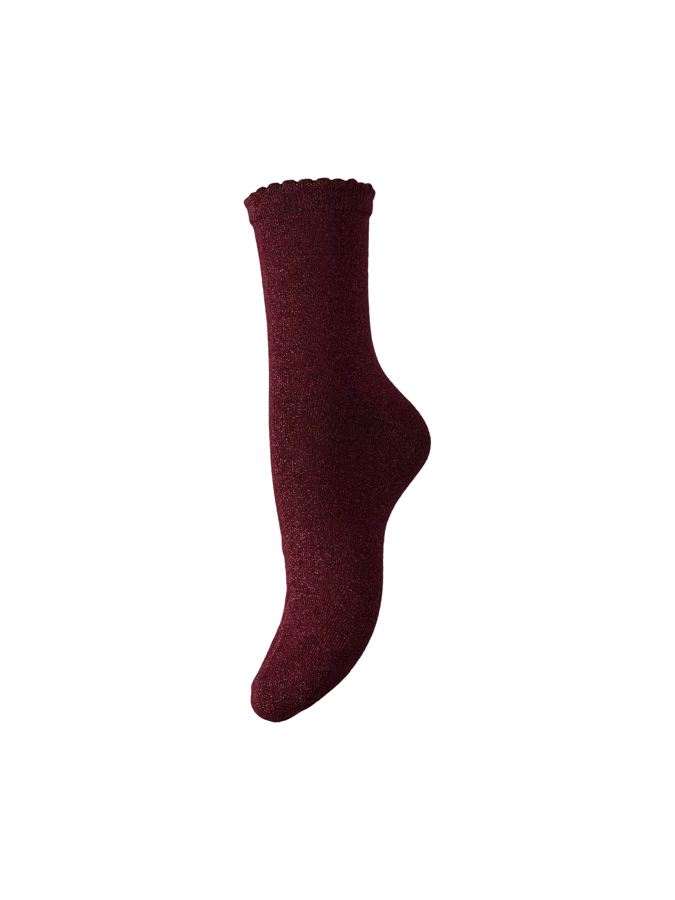 PcSebby Glitter Socks Solid Tawny Port