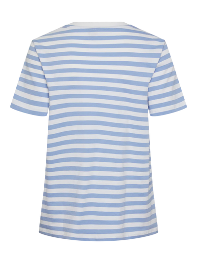 PcRia SS Bold Stripe Tee Cashmere Blue