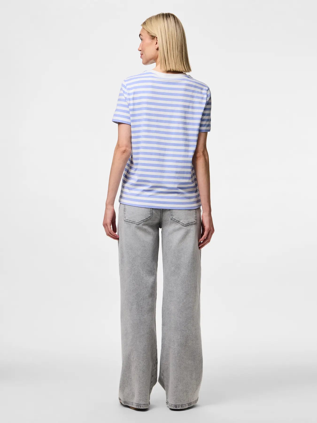 PcRia SS Bold Stripe Tee Cashmere Blue