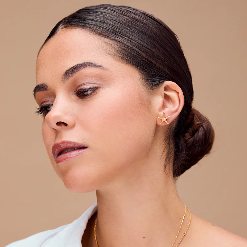 Starfish & Pearl Stud Earrings